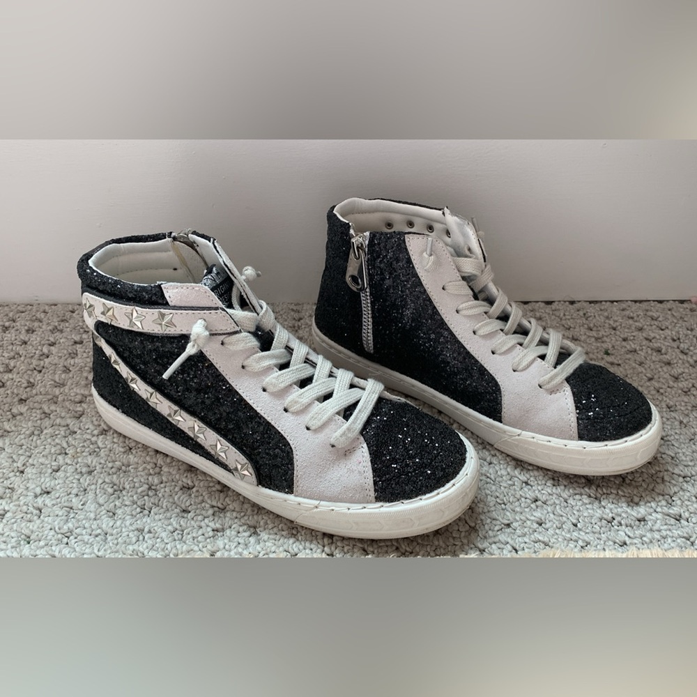 Vintage Havana Dormy Black Glitter High Top sneaker.